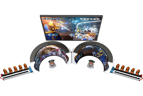 multi-screen gaming console from top
